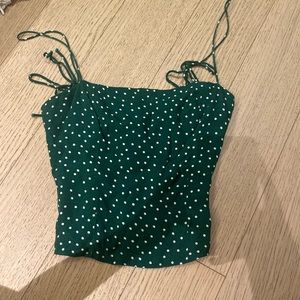 reformation green and white polka dot tank